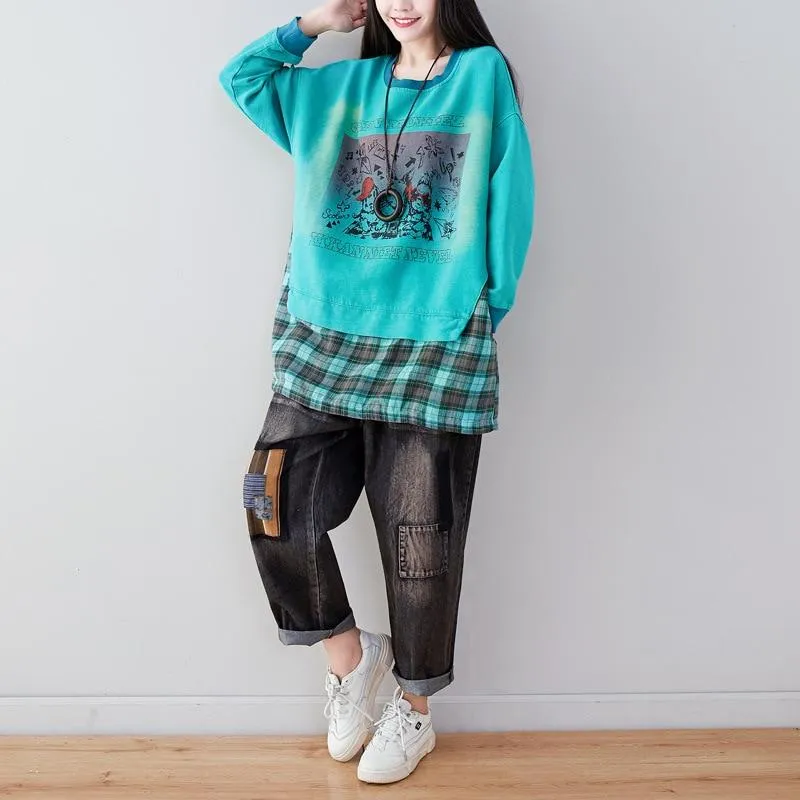 Plaid Patchwork Oversized Sweater