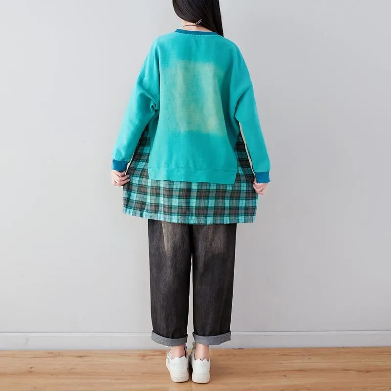 Plaid Patchwork Oversized Sweater