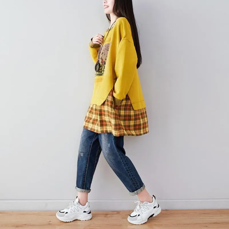 Plaid Patchwork Oversized Sweater