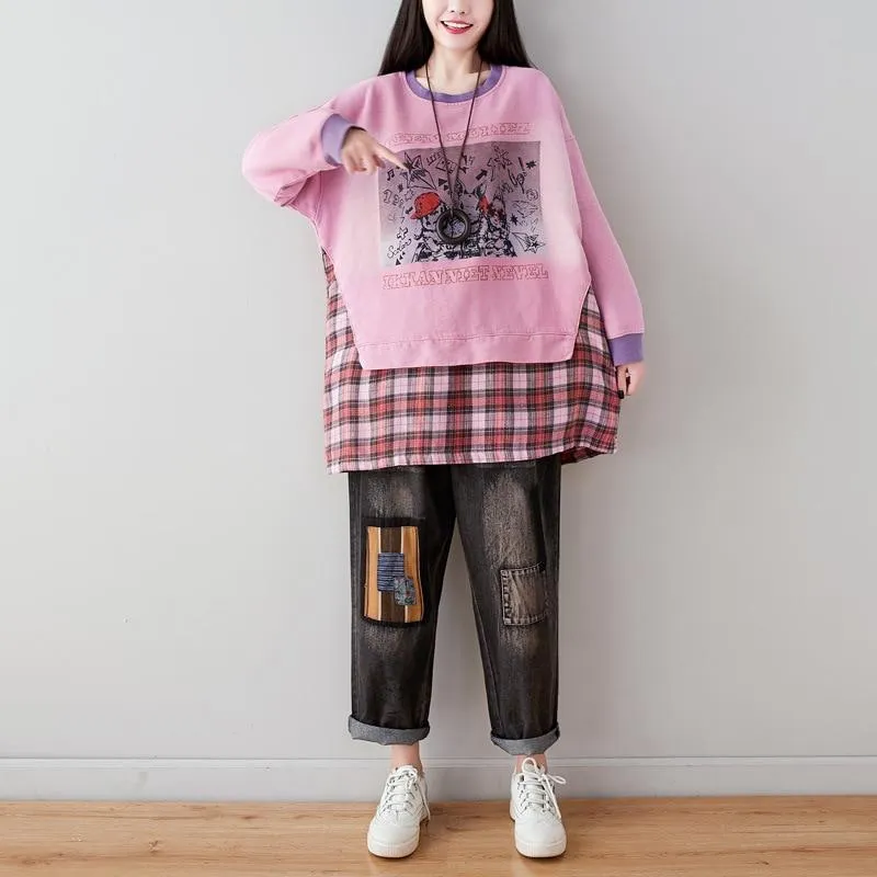 Plaid Patchwork Oversized Sweater