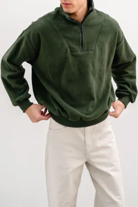 PLUSH PULL-OVER WITH SHORT ZIPPER