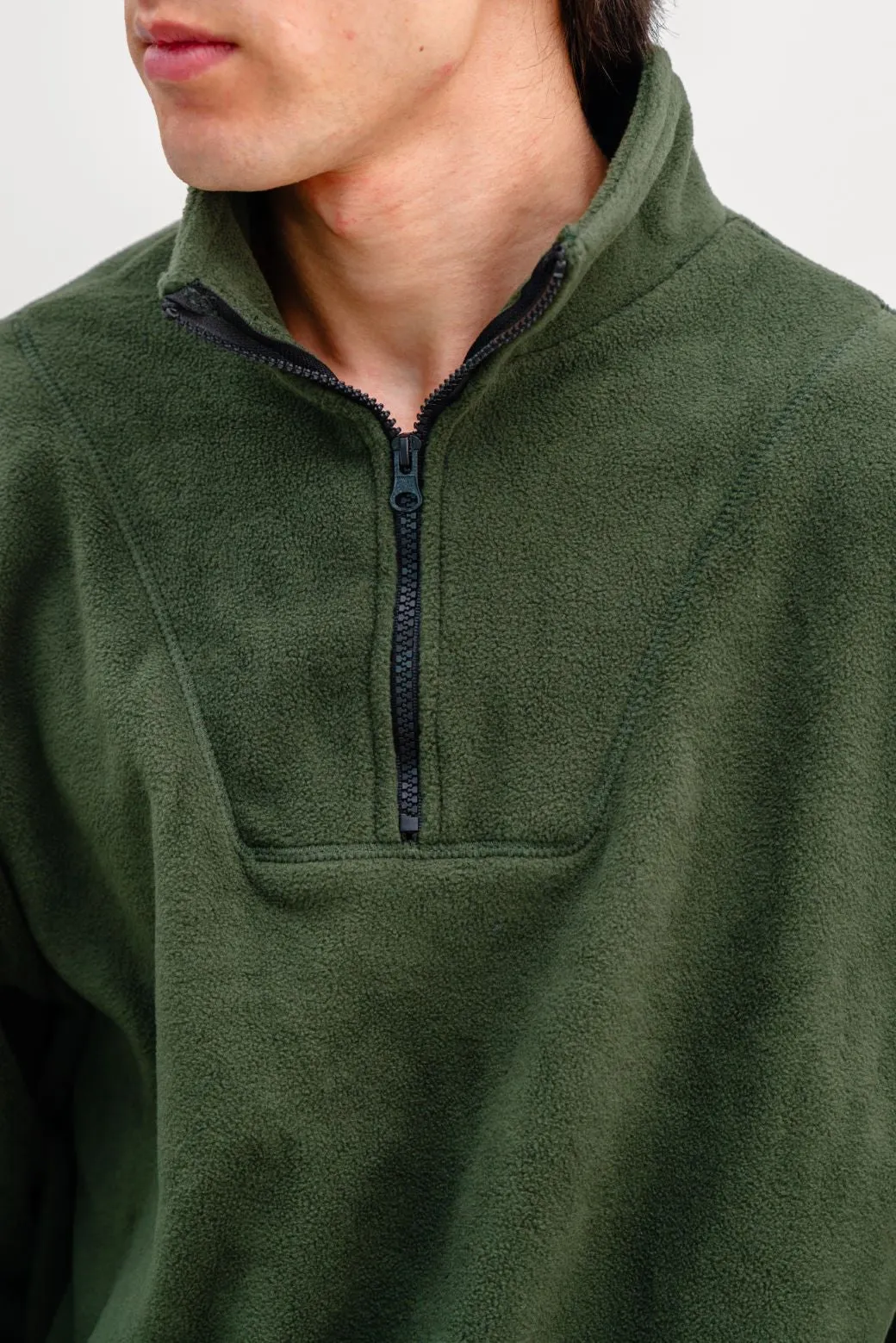 PLUSH PULL-OVER WITH SHORT ZIPPER