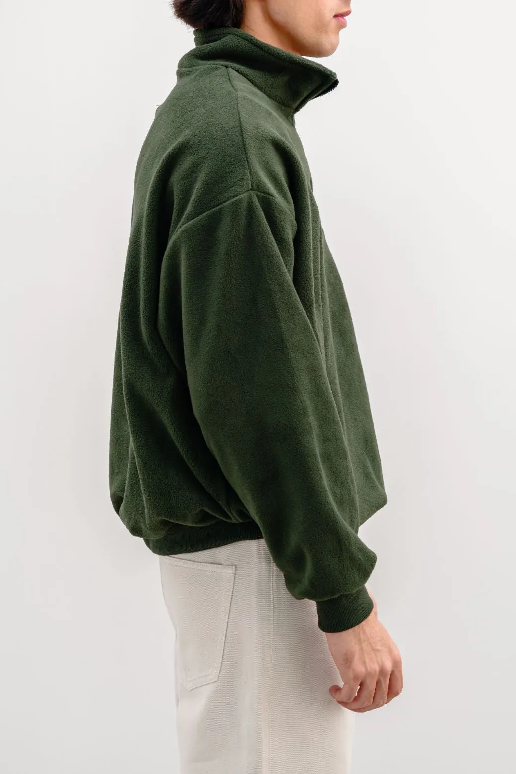 PLUSH PULL-OVER WITH SHORT ZIPPER