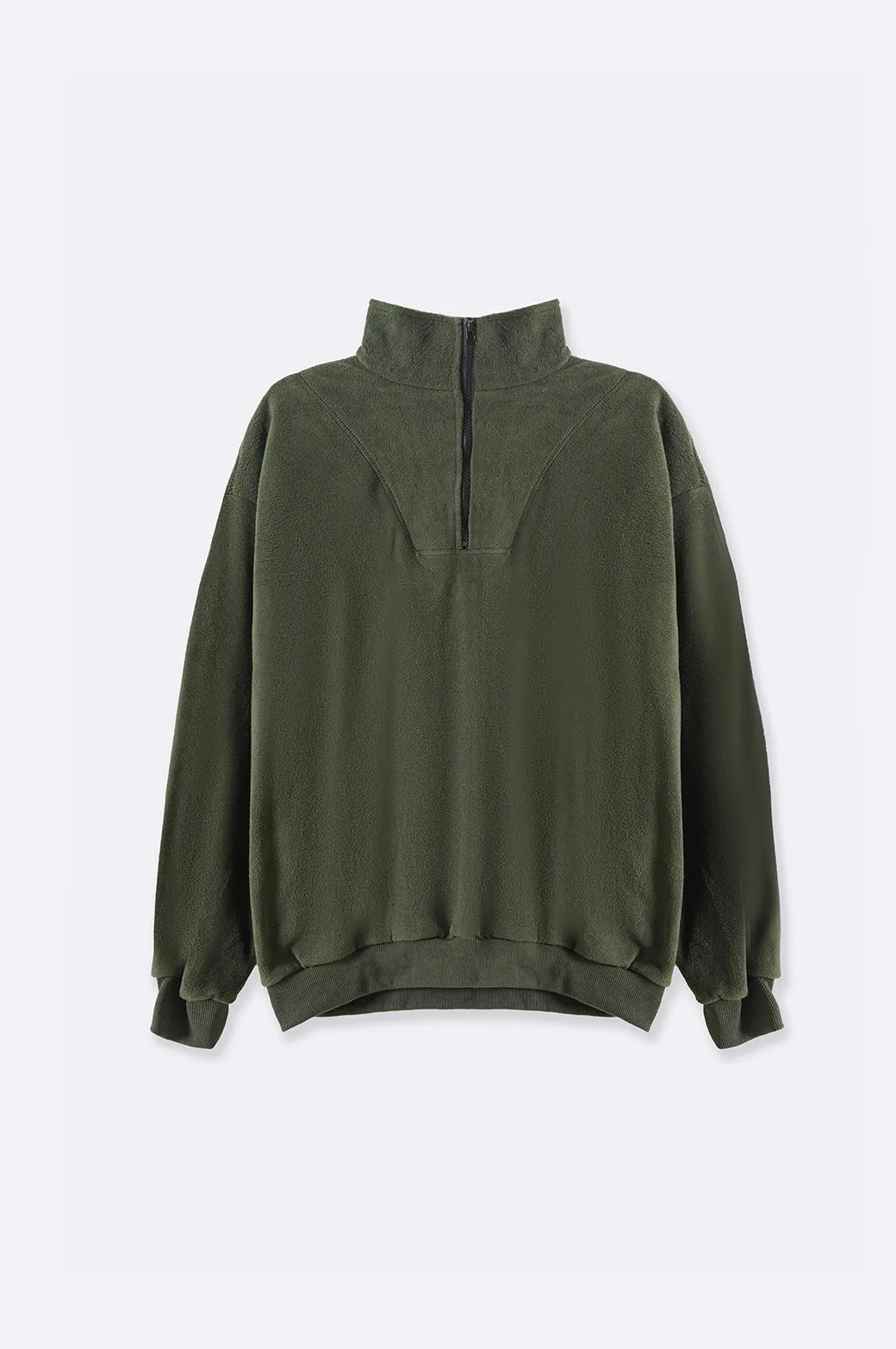 PLUSH PULL-OVER WITH SHORT ZIPPER