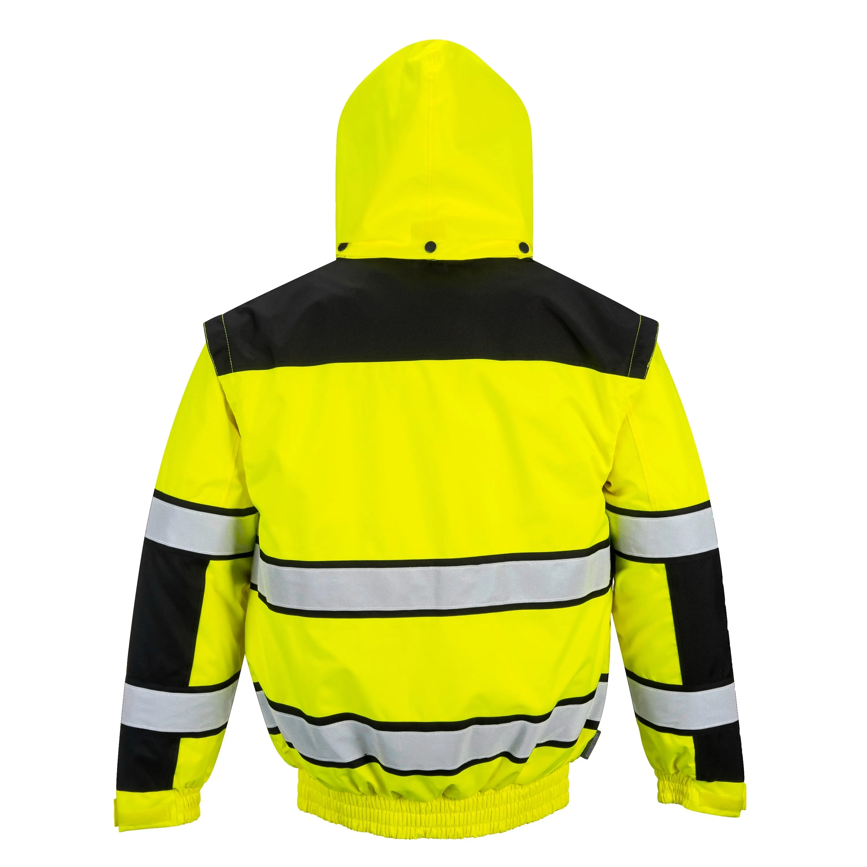 PORTWEST® Hi Vis Waterproof Winter Bomber Jacket With Detachable Sleeves - ANSI Class 3 - UC466