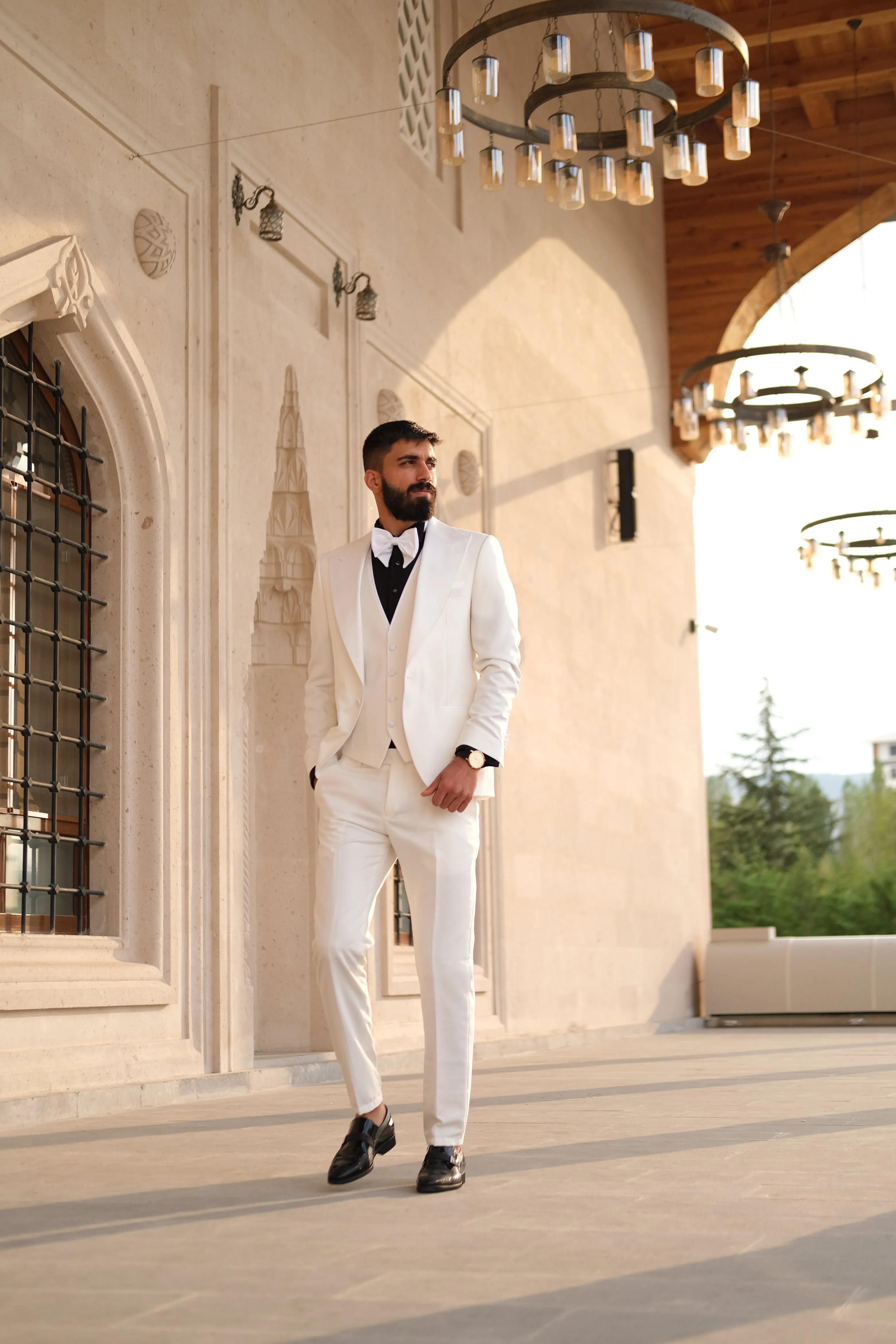 Premium Slim Fit all Off White Color Wedding Tuxedo