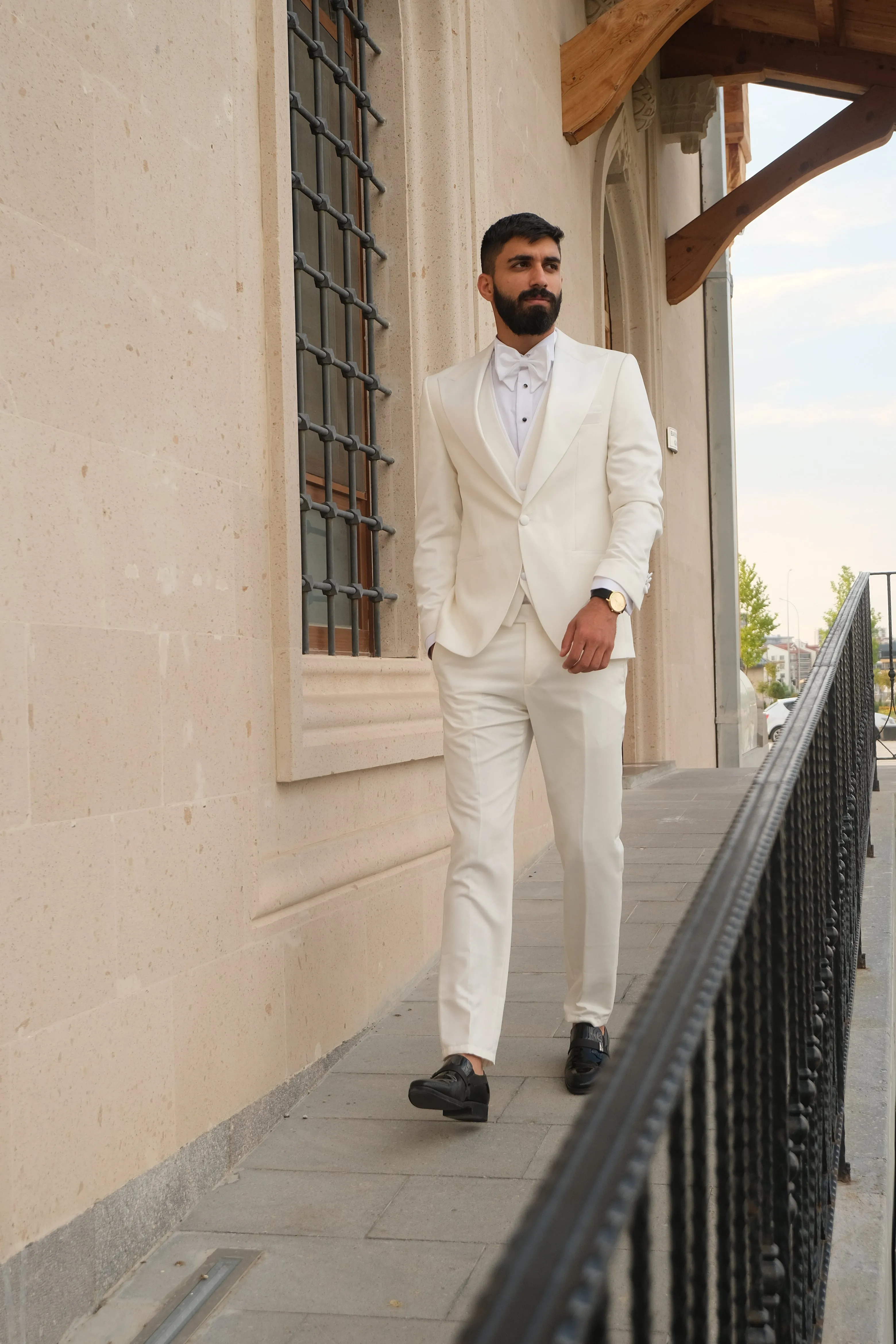 Premium Slim Fit all Off White Color Wedding Tuxedo