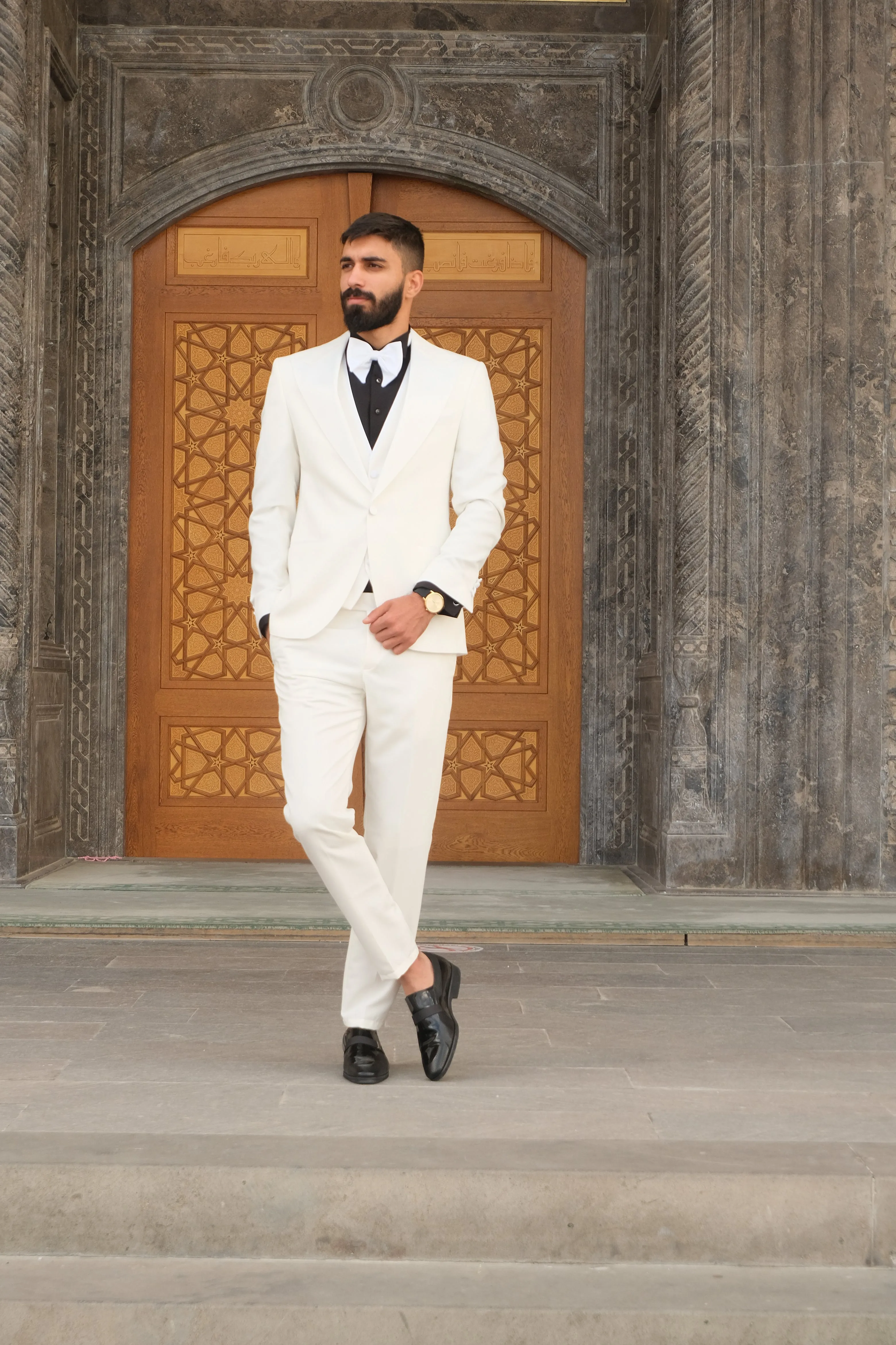 Premium Slim Fit all Off White Color Wedding Tuxedo