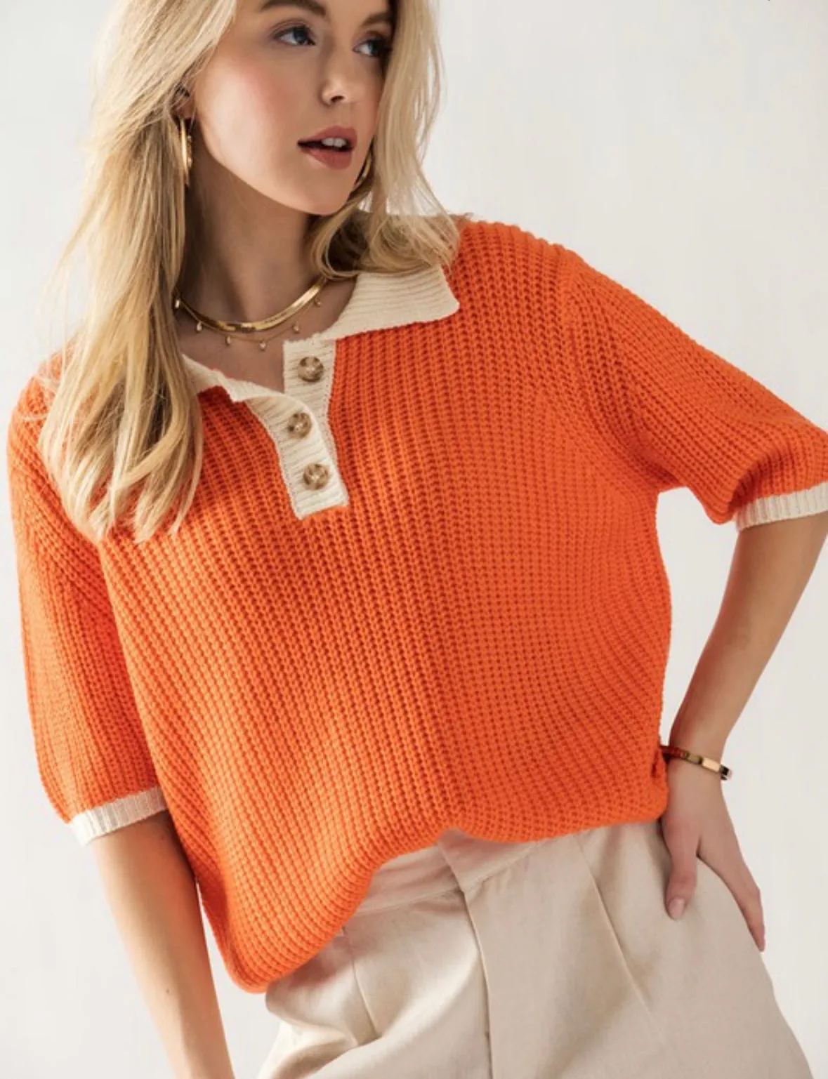 Quarter Button Sweater (More Colors)