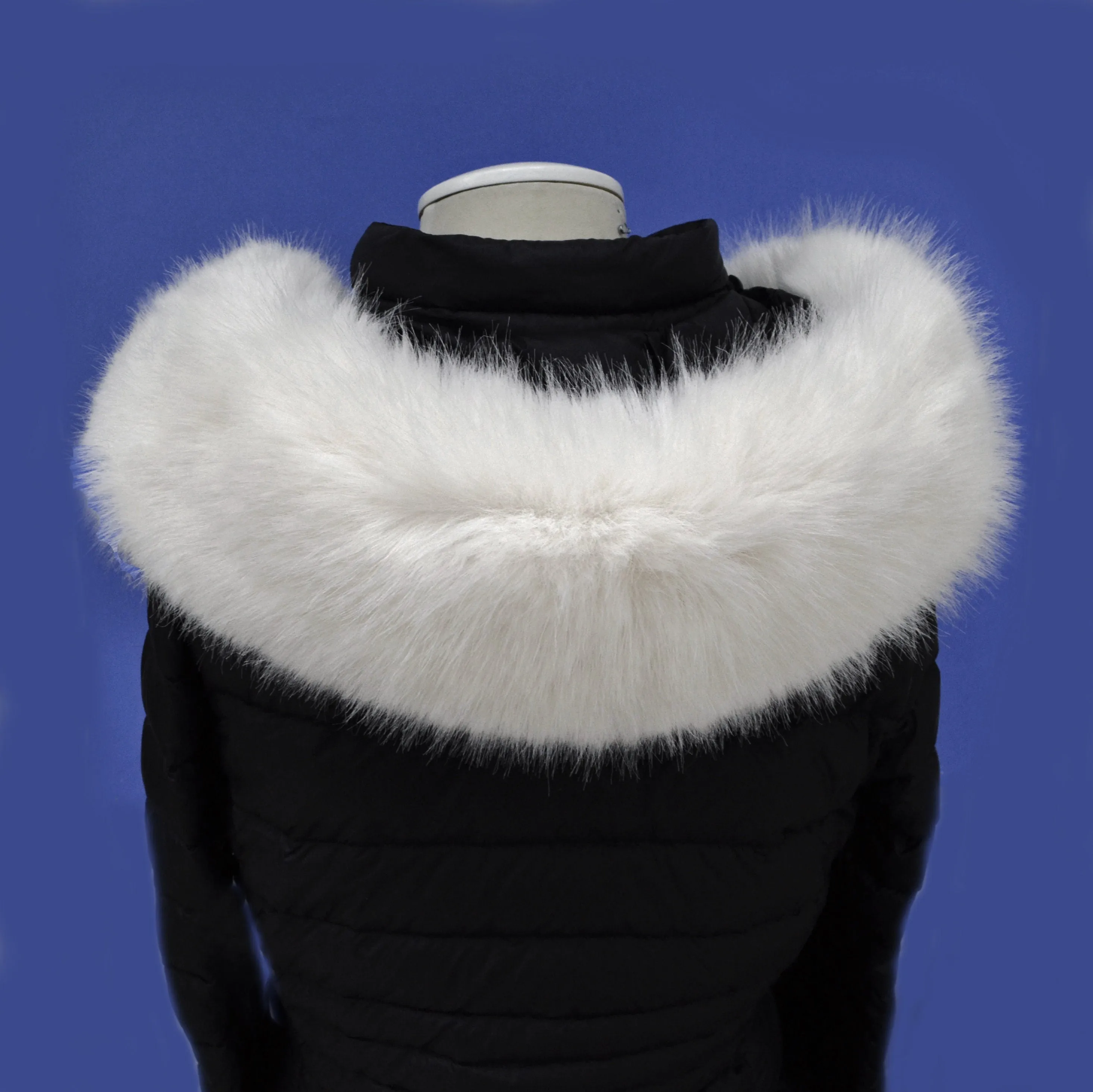 READY to SHIP XL White Silky Faux Fur Vegan Trim Hood 70 cm, Faux Fur Collar Trim Like Real Fox, Fake Fur, Fur Fabric Ruff, Faux Fur Hood