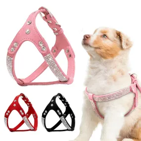 Rhinestone Suede Leather Dog Harness