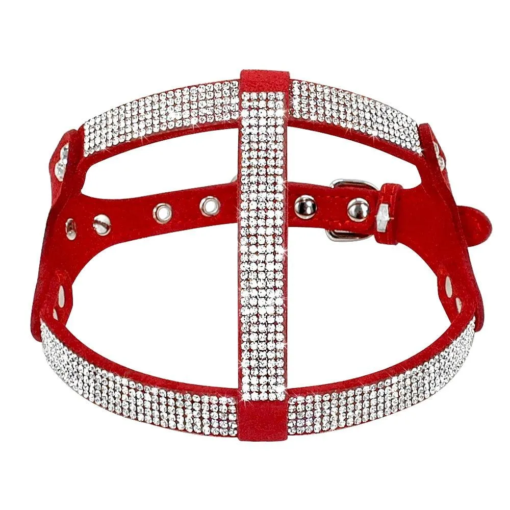 Rhinestone Suede Leather Dog Harness