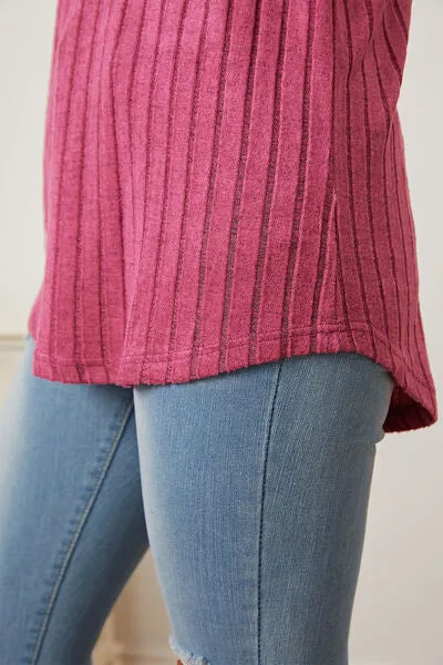 Ribbed Thumbhole Sleeve Lightweight Sweater in Various Colors