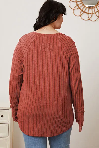 Ribbed Thumbhole Sleeve Lightweight Sweater in Various Colors