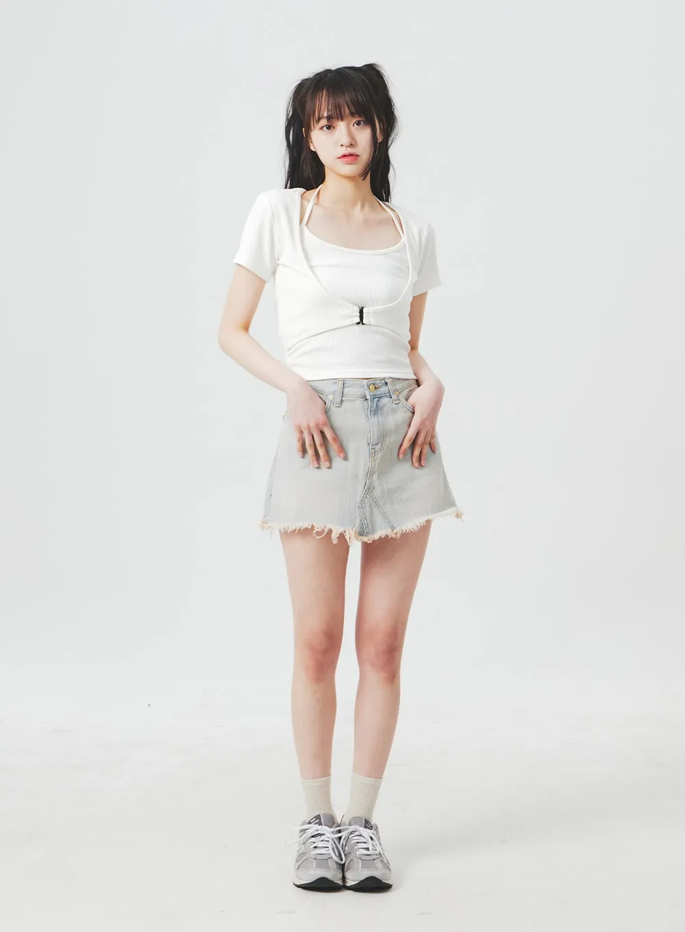 Ripped Denim Mini Skirt BA305