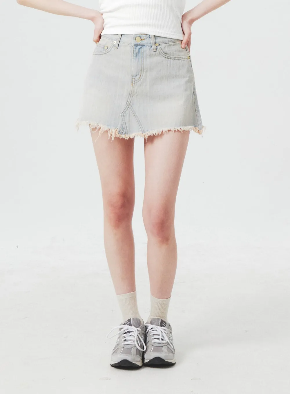 Ripped Denim Mini Skirt BA305