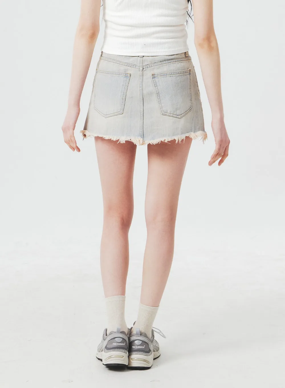 Ripped Denim Mini Skirt BA305