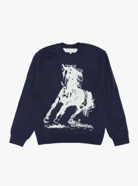 Running Horse Knit Sweater Navy