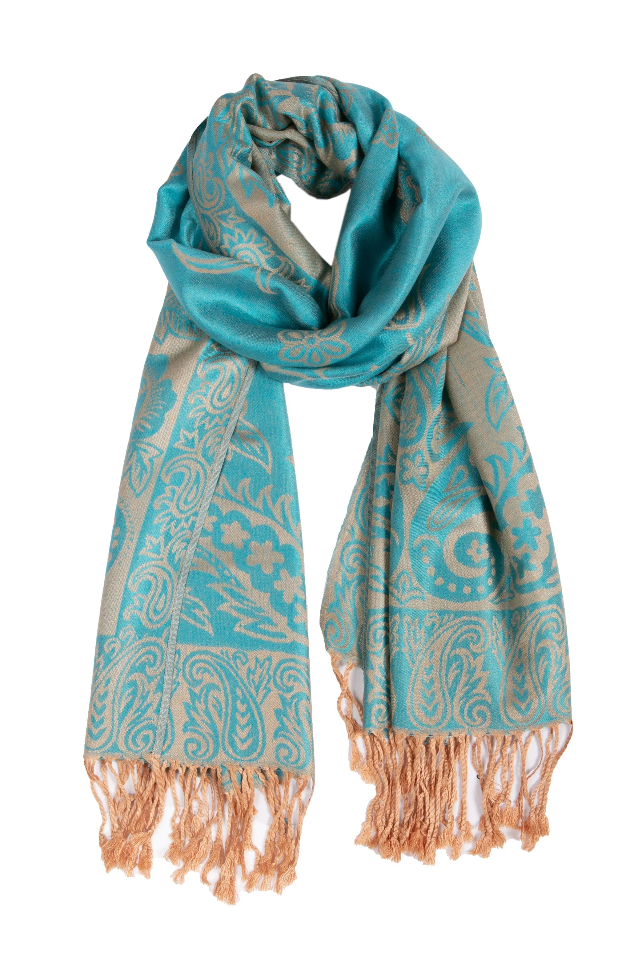 Sakkas Damari Women's Silky Soft Reversible Border Woven Pashmina Scarf Shawl Wrap