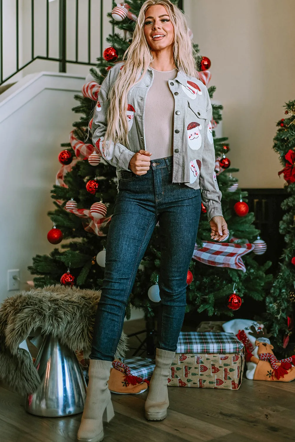 Sequin Sassy Santa Claus Corduroy Jacket