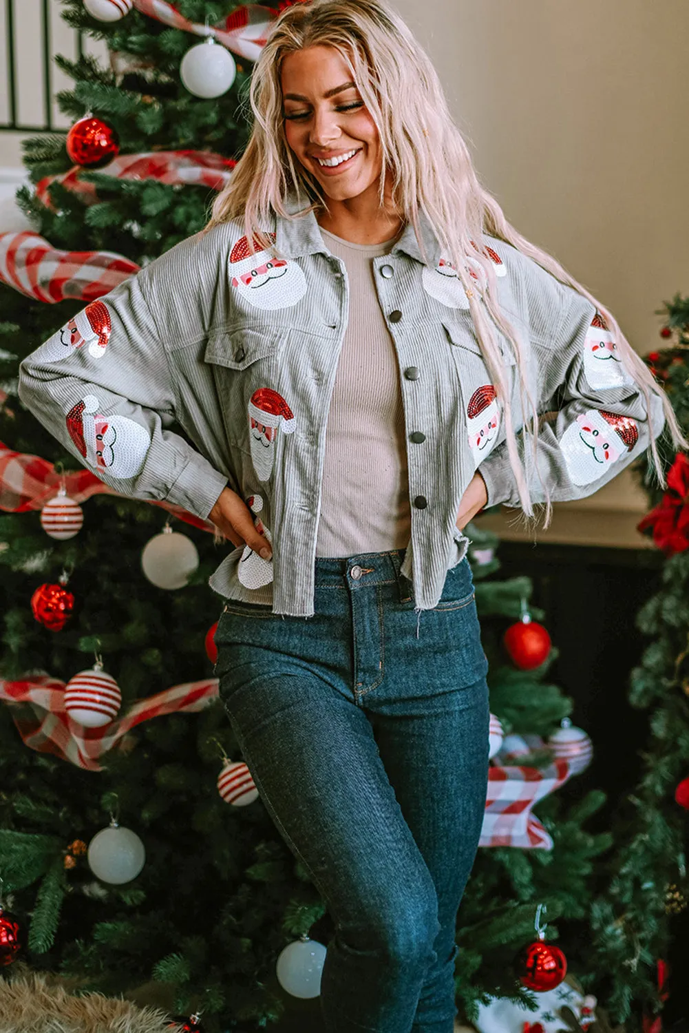 Sequin Sassy Santa Claus Corduroy Jacket