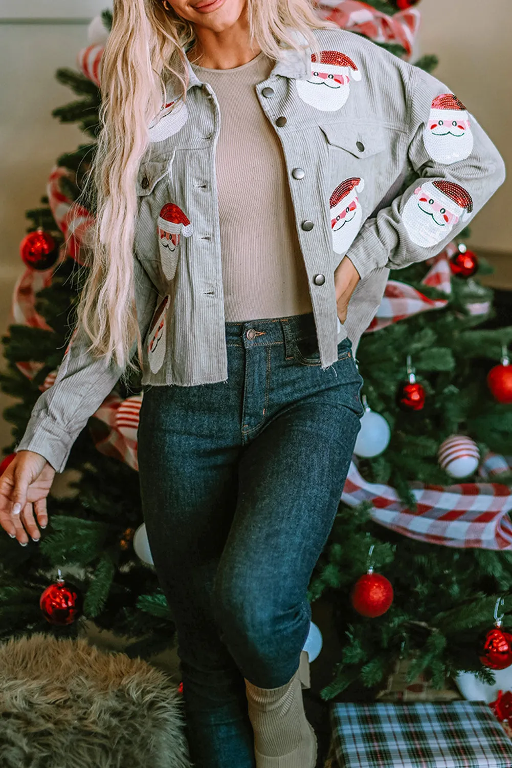 Sequin Sassy Santa Claus Corduroy Jacket