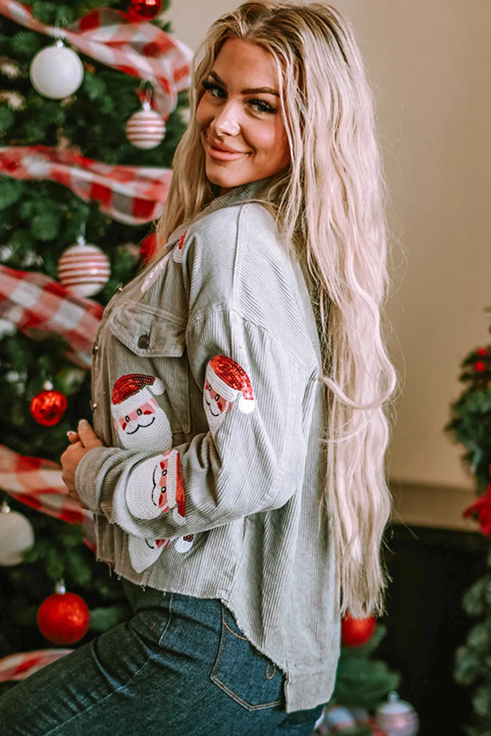 Sequin Sassy Santa Claus Corduroy Jacket