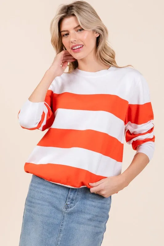 Striped Lightweight Long Sleeve Knit Sweater