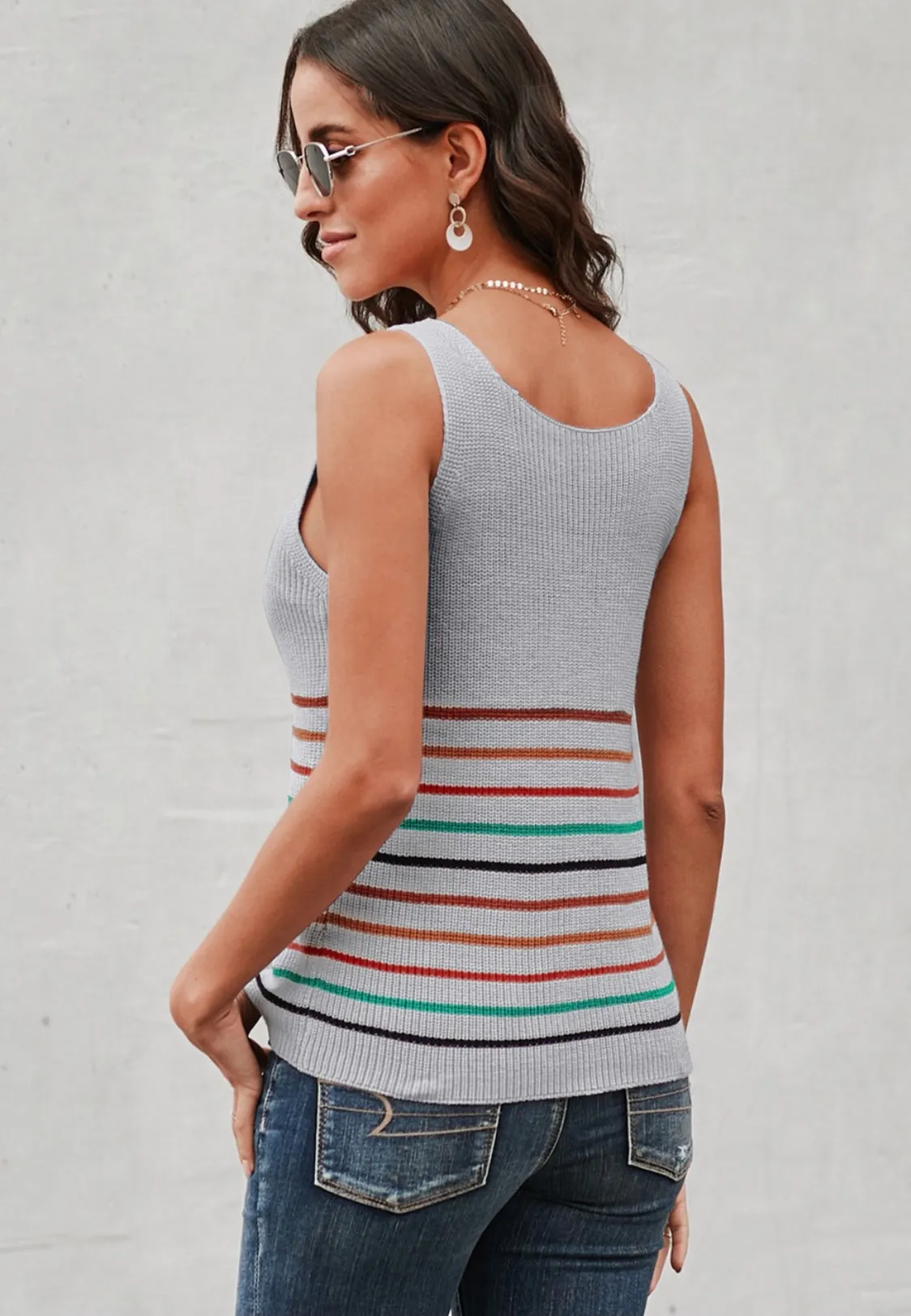 Striped sweater knit tank