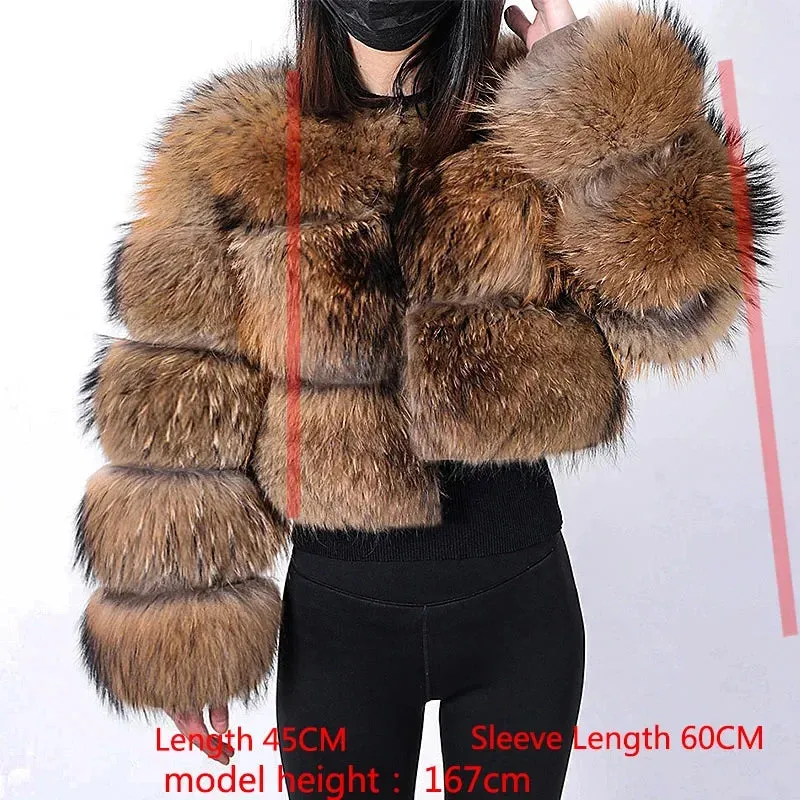 Super Hot Women Luxury Thick Real Fur Coat