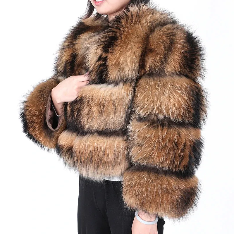 Super Hot Women Luxury Thick Real Fur Coat