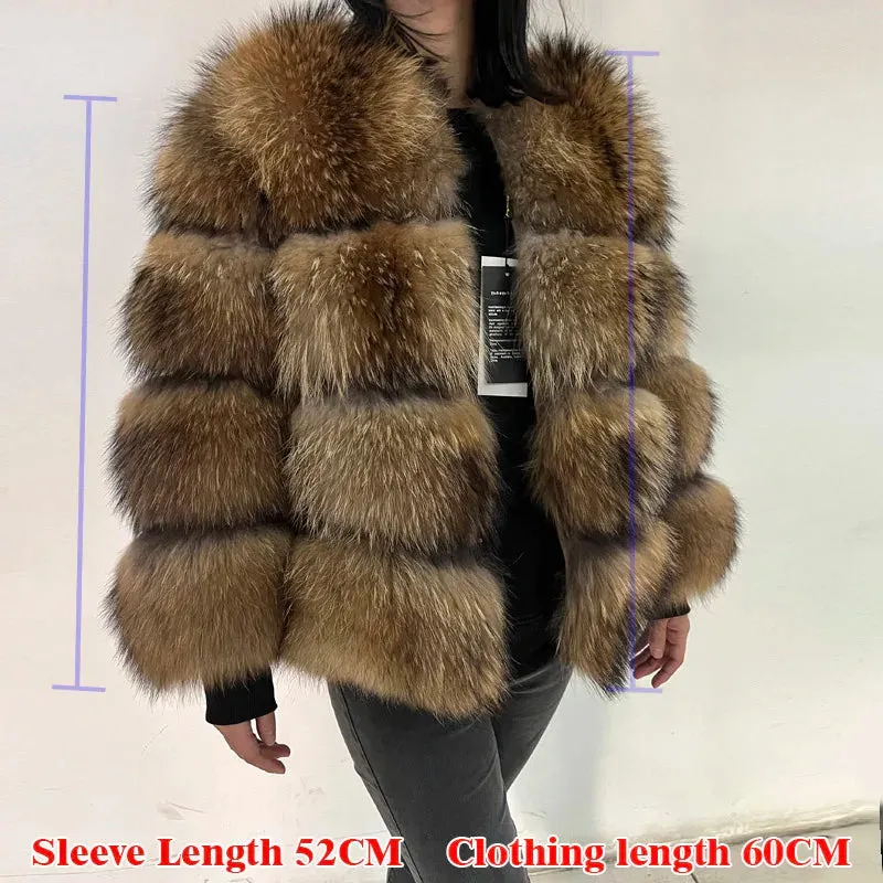 Super Hot Women Luxury Thick Real Fur Coat