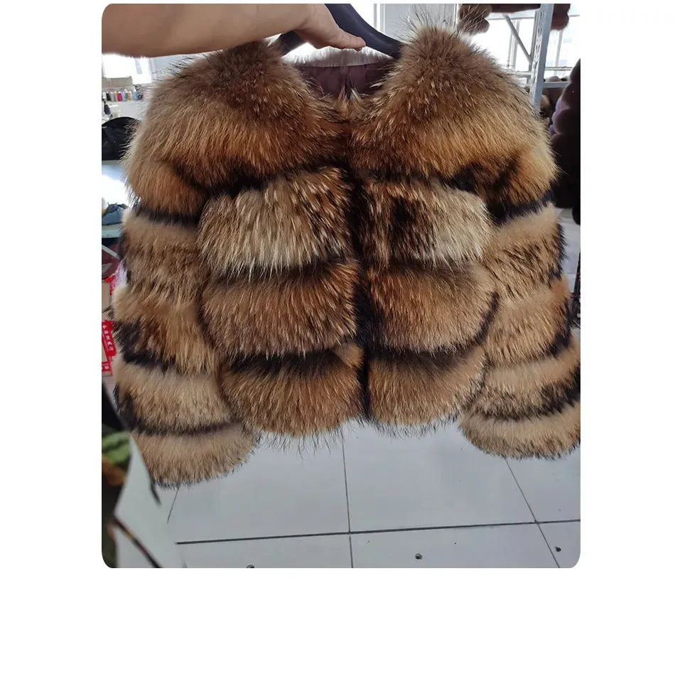 Super Hot Women Luxury Thick Real Fur Coat