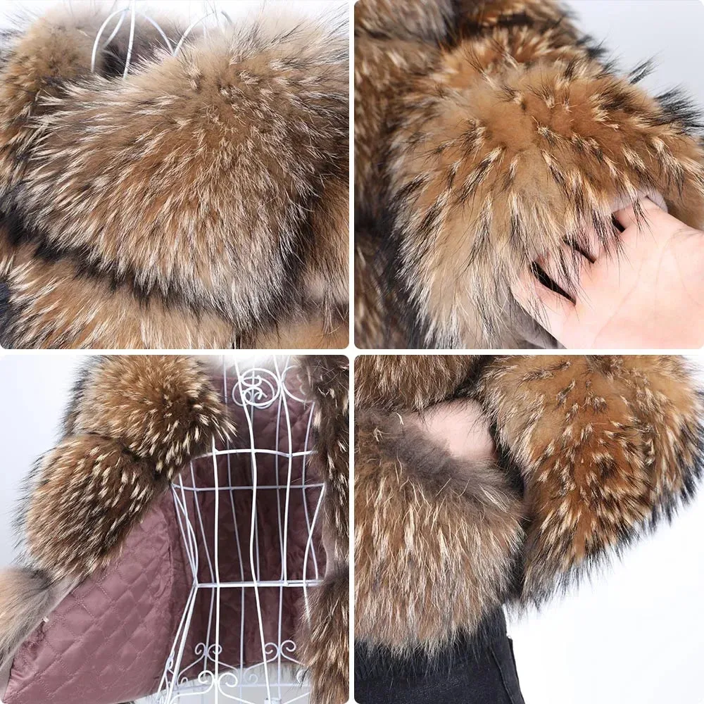 Super Hot Women Luxury Thick Real Fur Coat