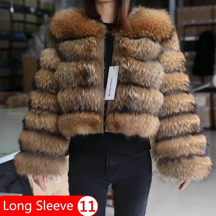 Super Hot Women Luxury Thick Real Fur Coat