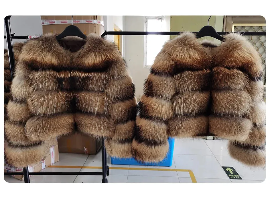 Super Hot Women Luxury Thick Real Fur Coat