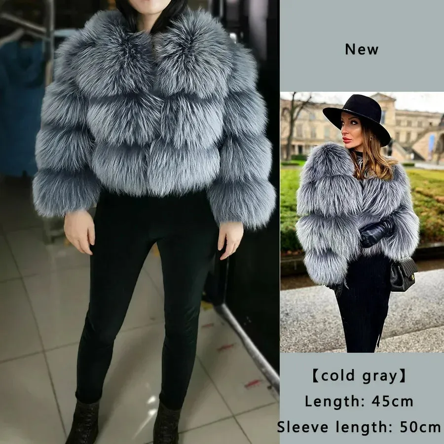 Super Hot Women Luxury Thick Real Fur Coat