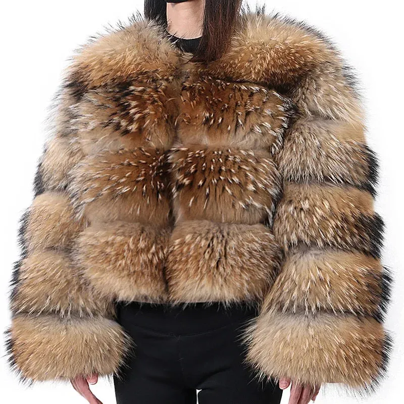 Super Hot Women Luxury Thick Real Fur Coat