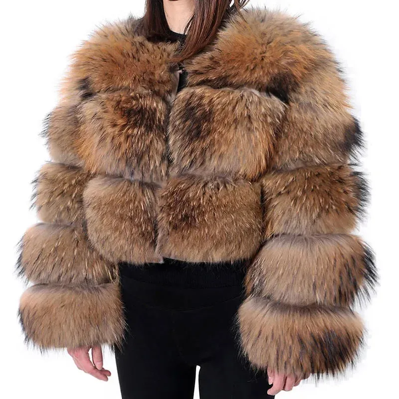 Super Hot Women Luxury Thick Real Fur Coat