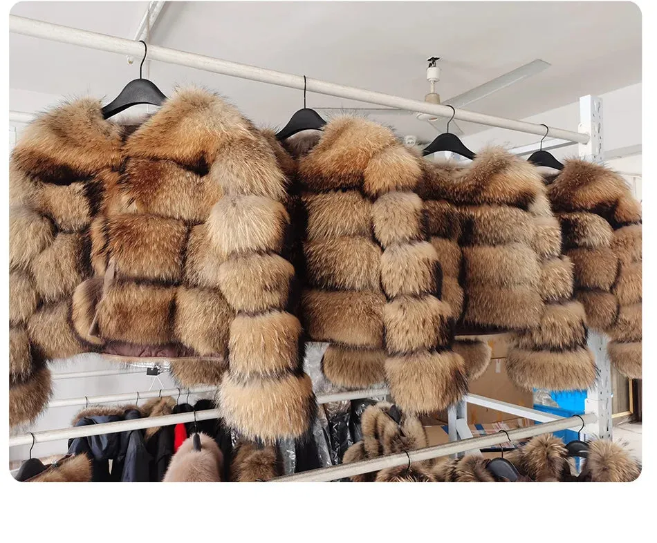 Super Hot Women Luxury Thick Real Fur Coat