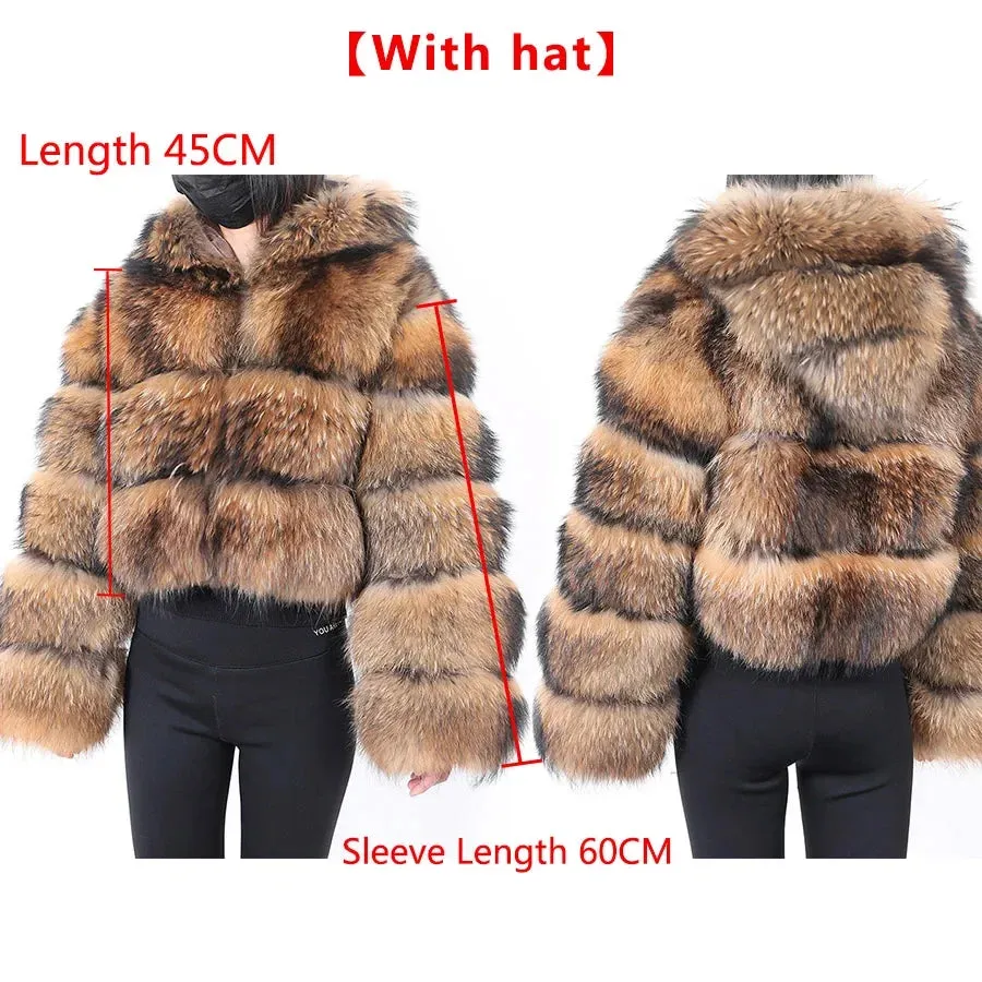 Super Hot Women Luxury Thick Real Fur Coat