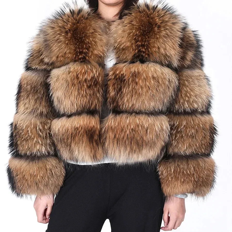 Super Hot Women Luxury Thick Real Fur Coat