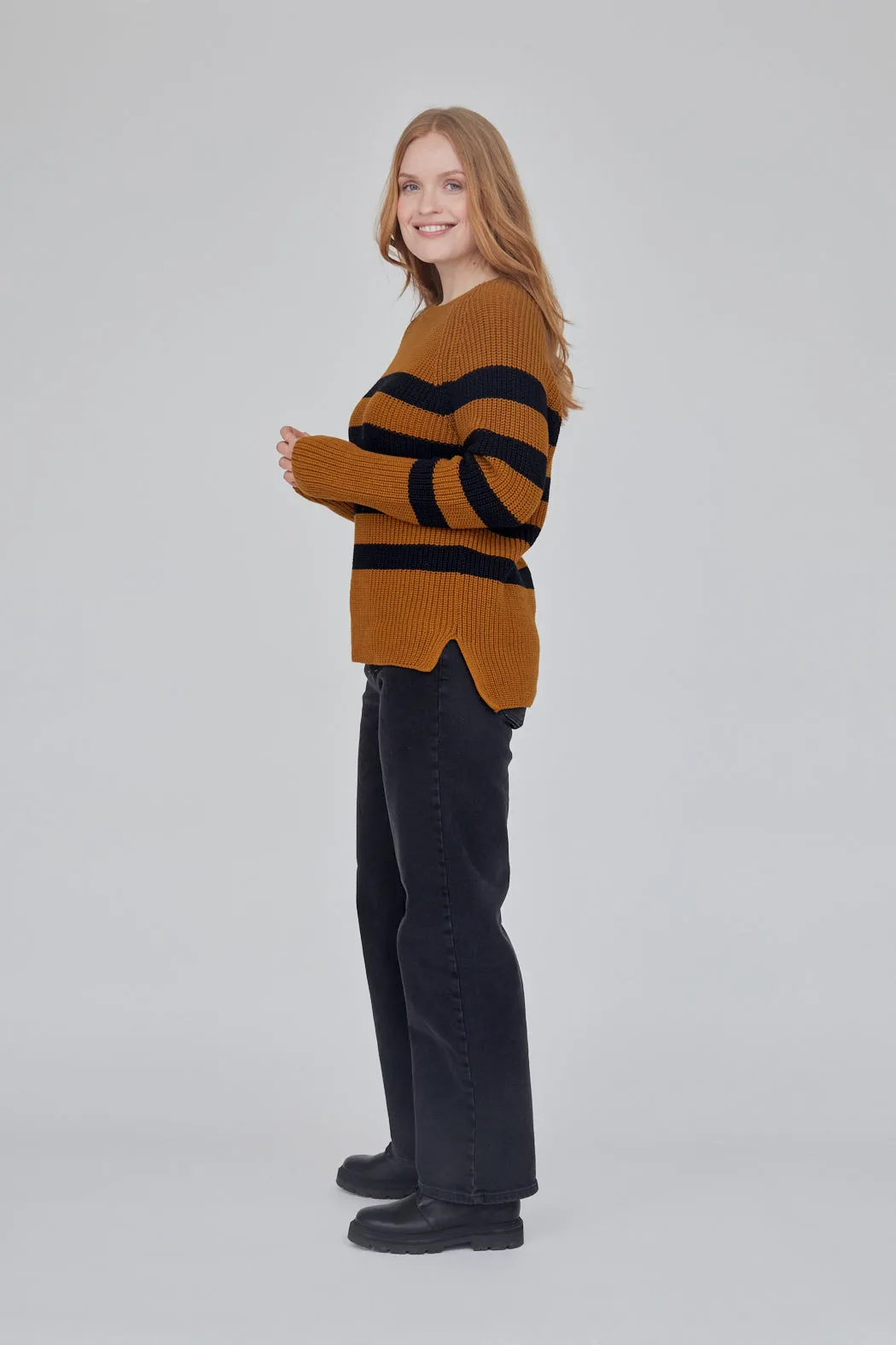 Sweety Sweater Striped - Bronze Brown/Black Stripe