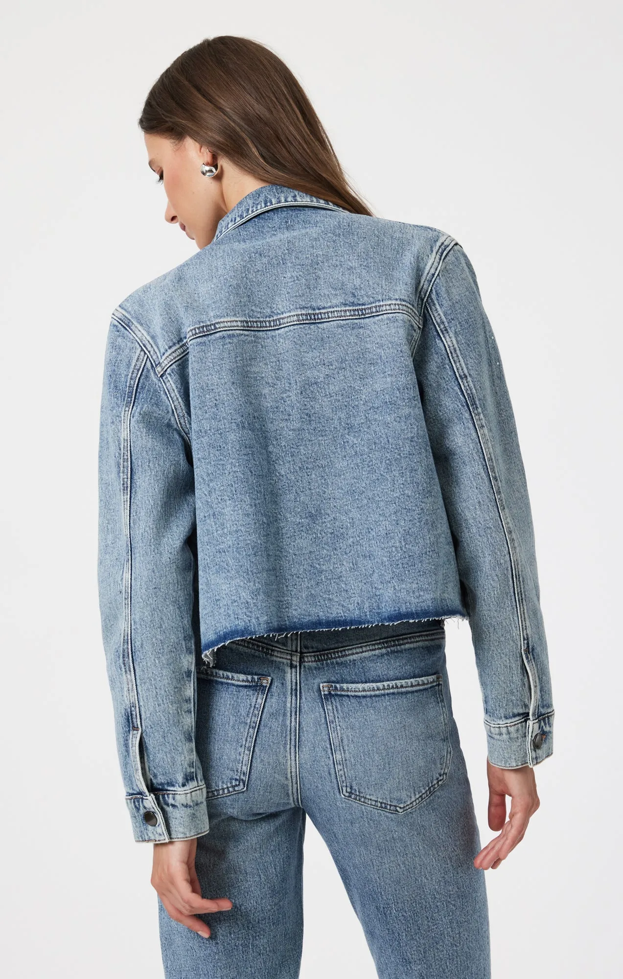 THALIA JACKET IN SHINY MID DENIM