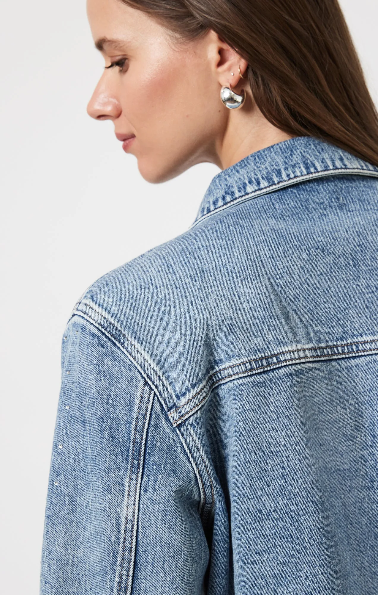 THALIA JACKET IN SHINY MID DENIM