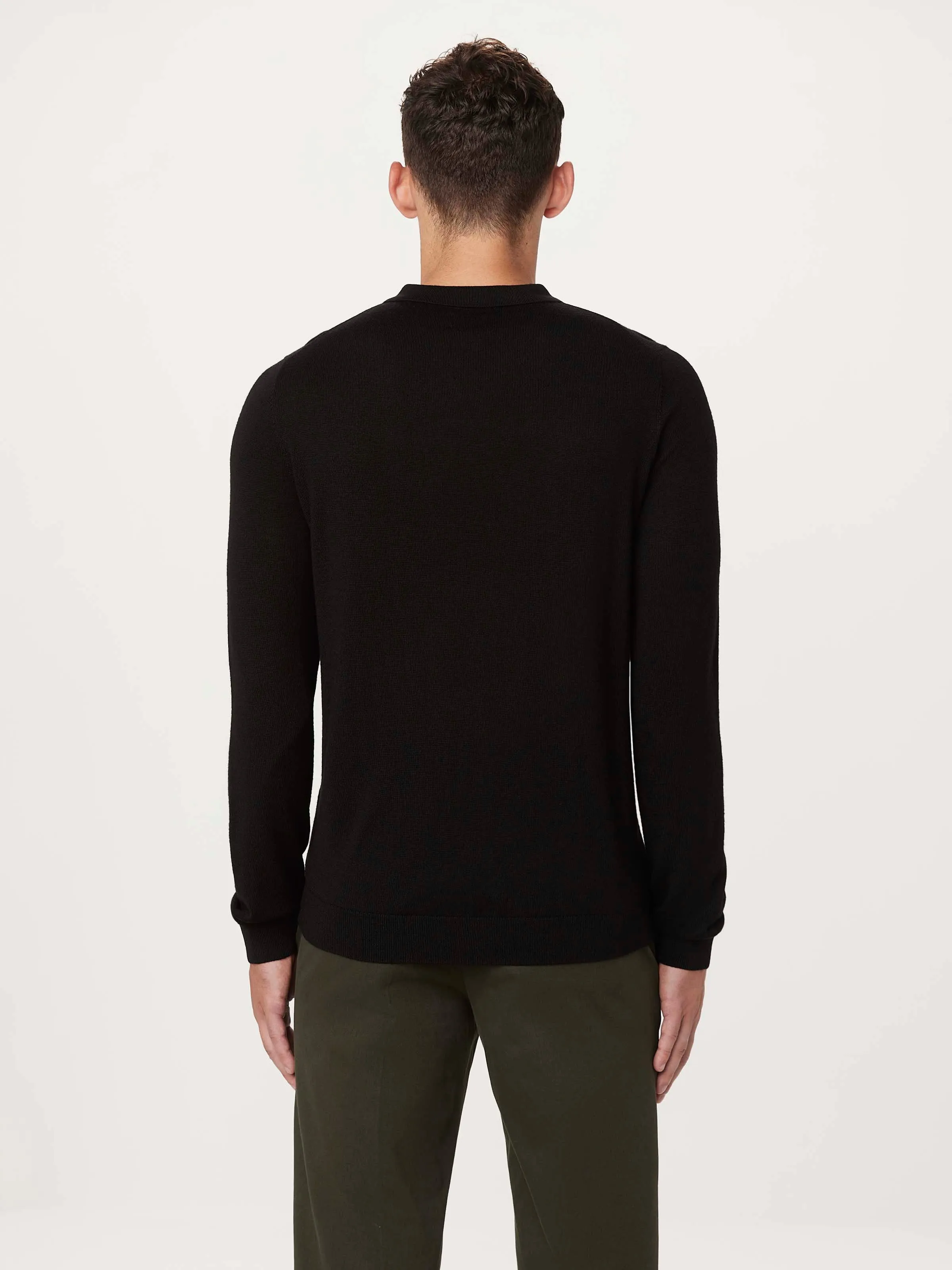 The Merino Polo Sweater in Black