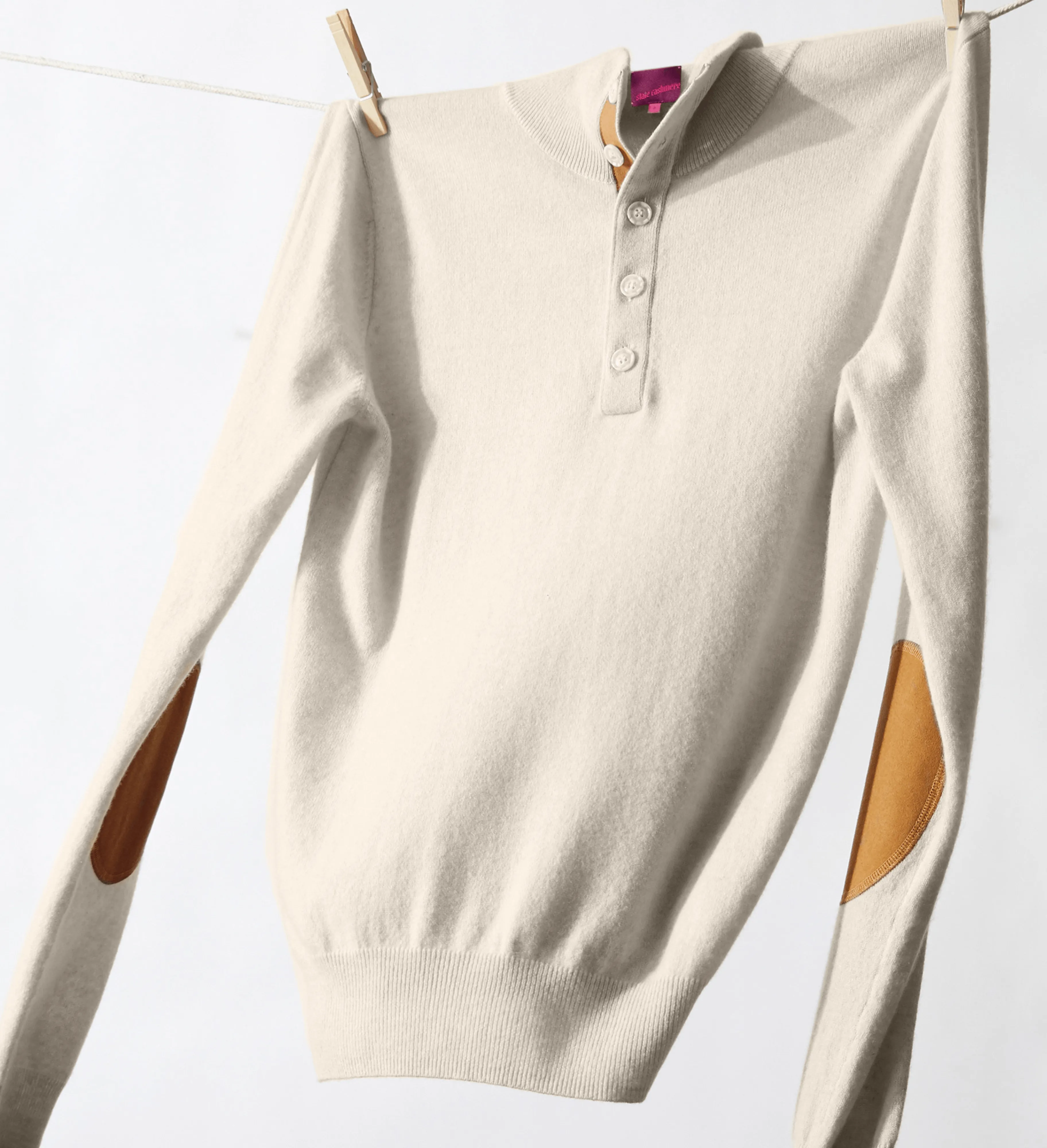 The Mock-Neck Quarter Button Cashmere Polo Sweater