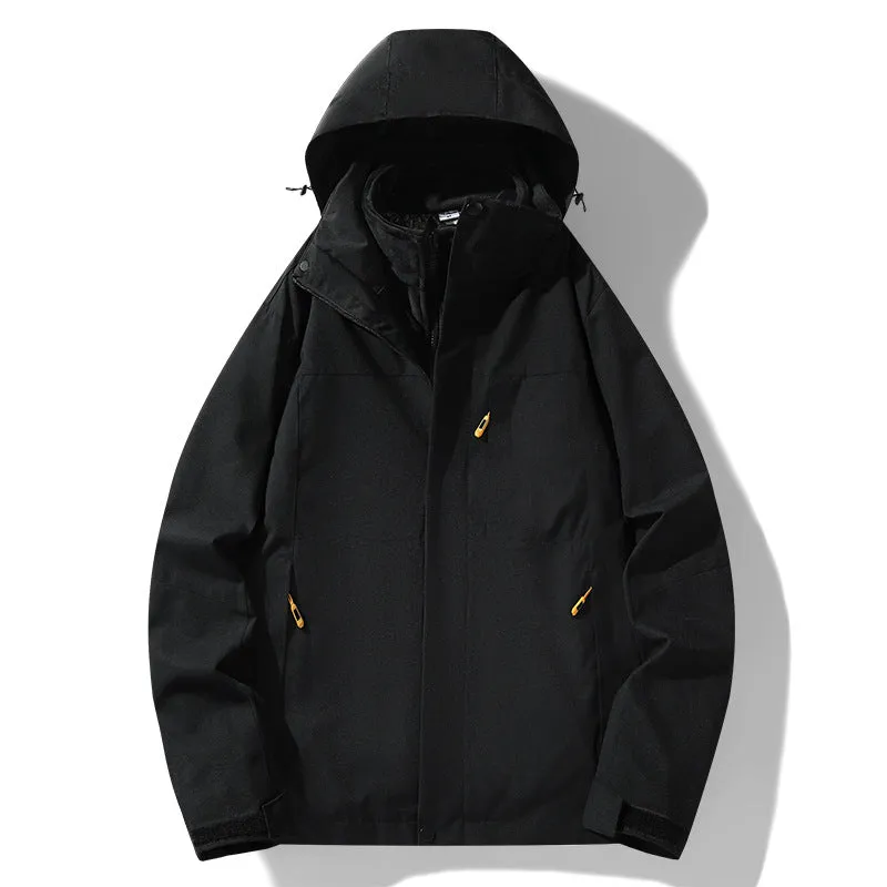 Three-in-one Removable Fleece-lined Thickened Windproof Waterproof Jacket