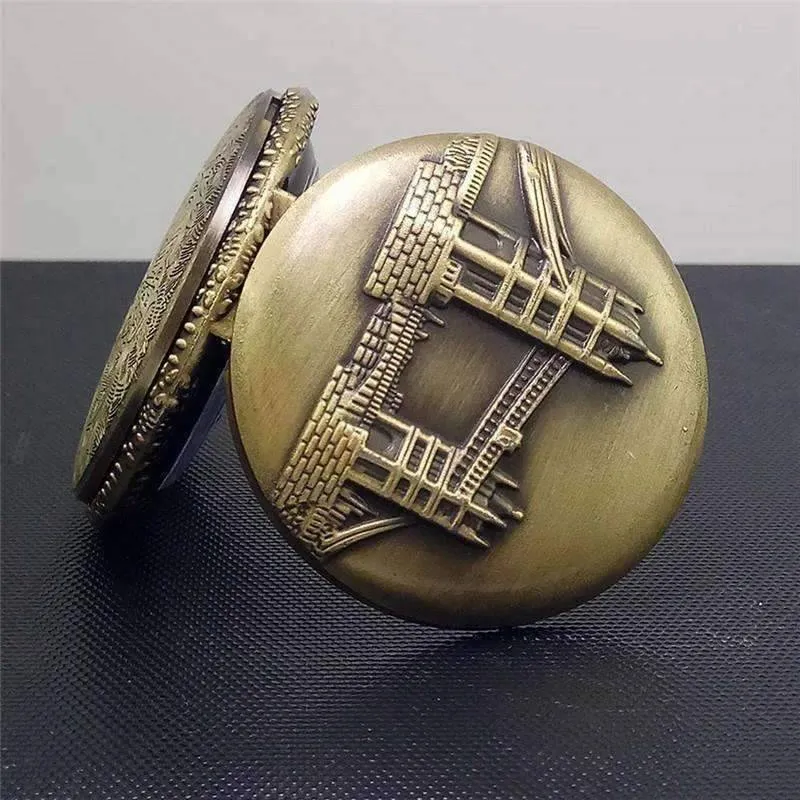 Tower Bridge Embossed Bronze Pocket Watch