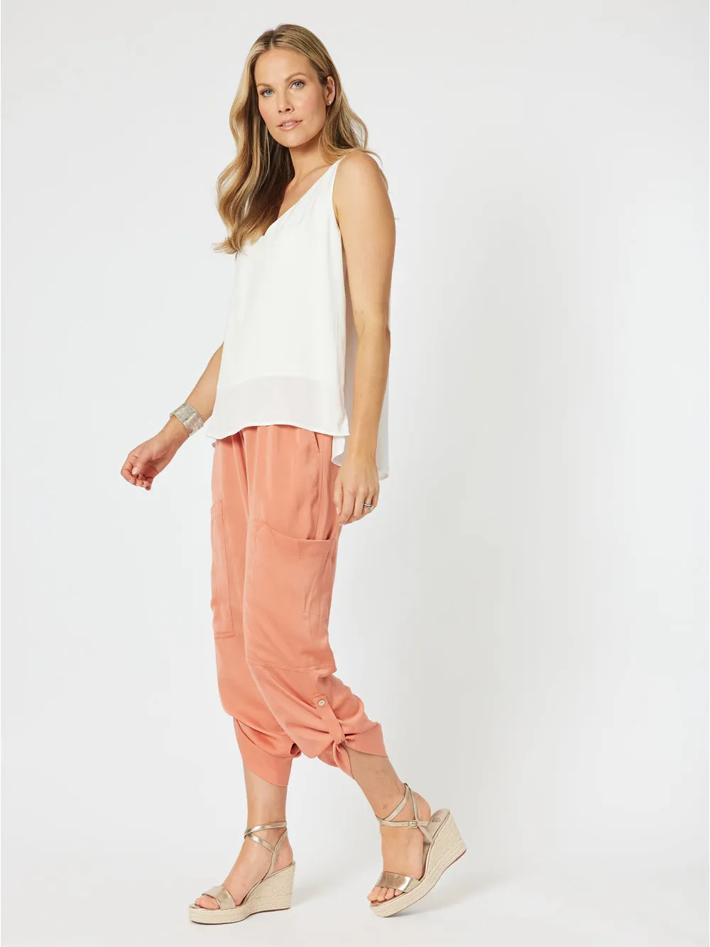 Traveller Luxe Side Button Pant - Sunset